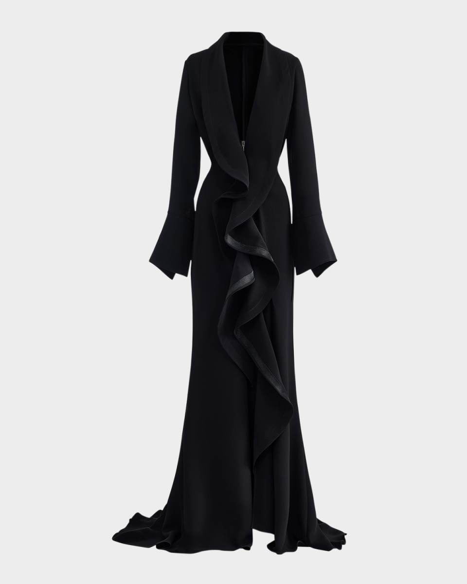 Jupiter Ruffle Long-Sleeve Gown